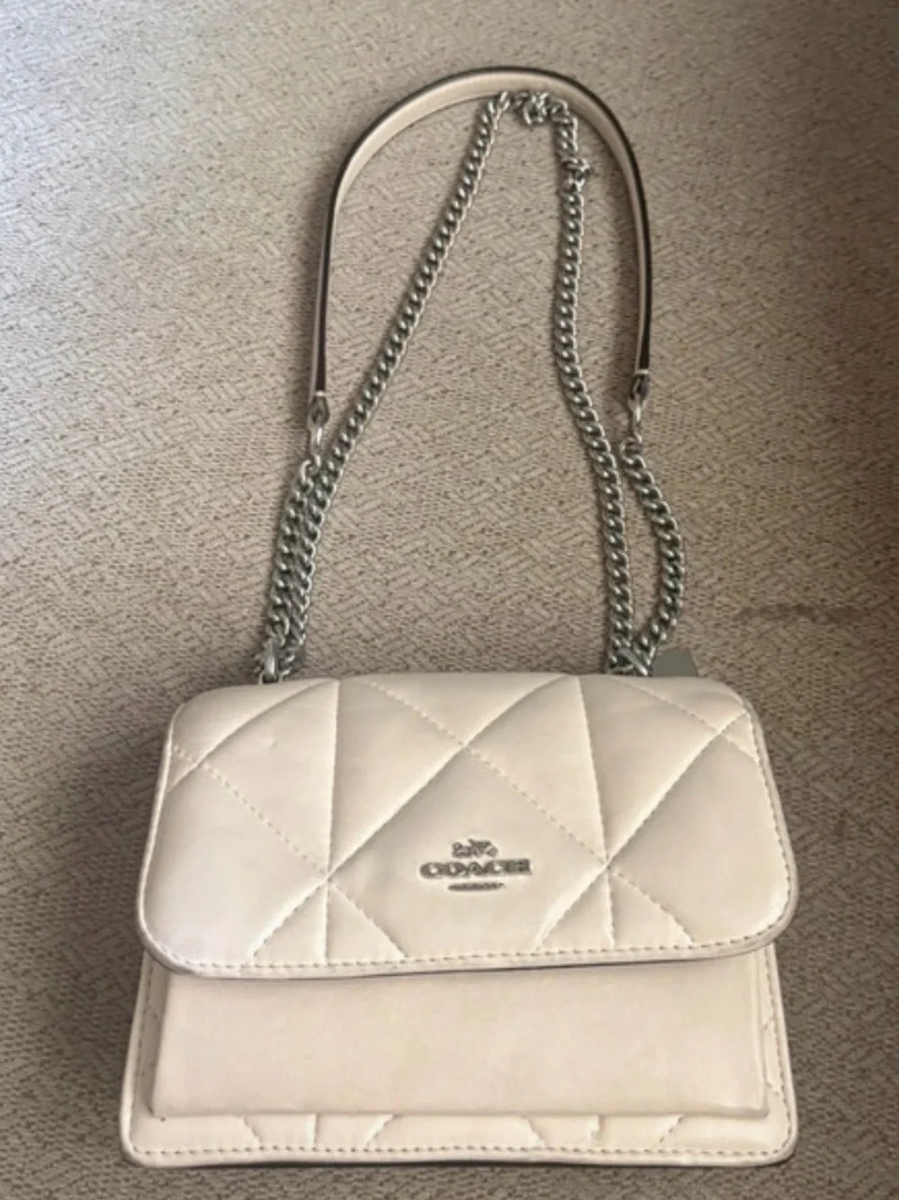 COACH Cream Quilted Leather Crossbody Bag
